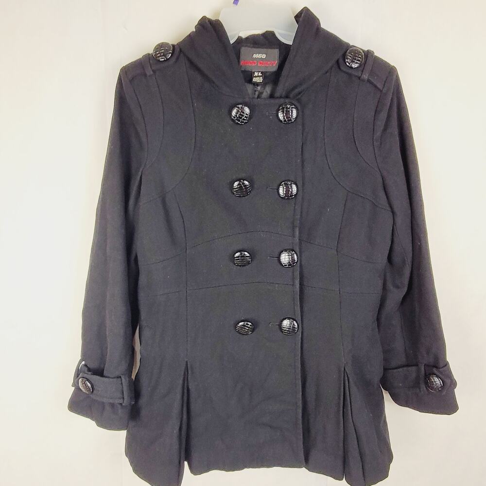 Vintage M60 Miss Sixty wool hooded black peacoat Size XL Y2K Preppy Classic